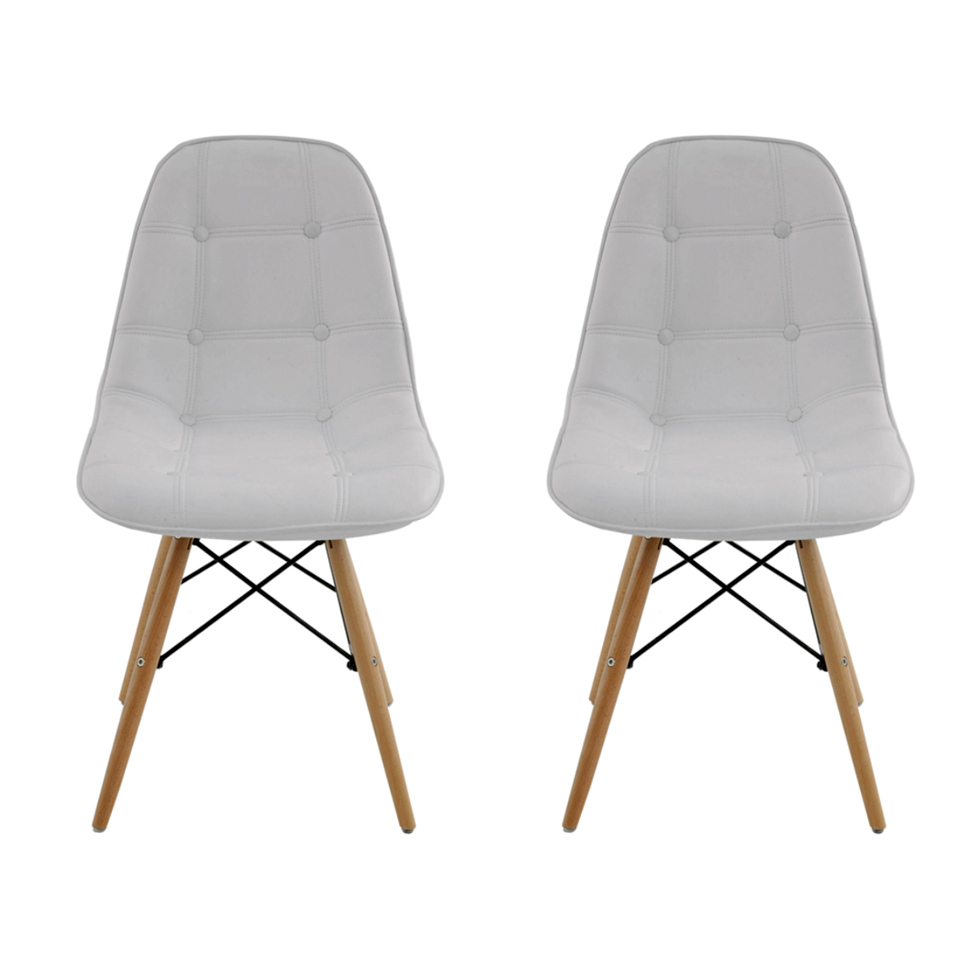 Conjunto de 2 Cadeiras Eiffel Estofada Branca