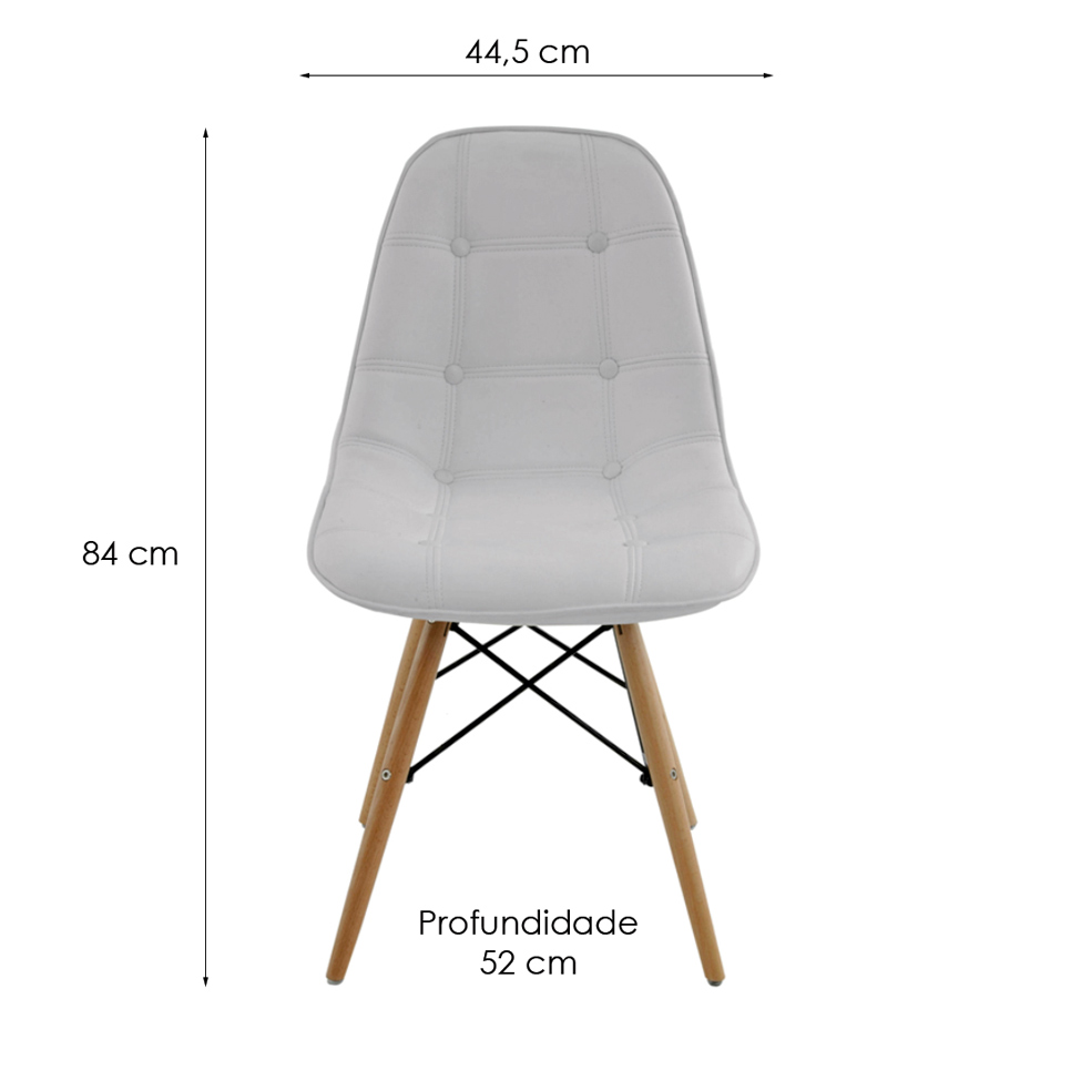 Conjunto de 2 Cadeiras Eiffel Estofada Branca