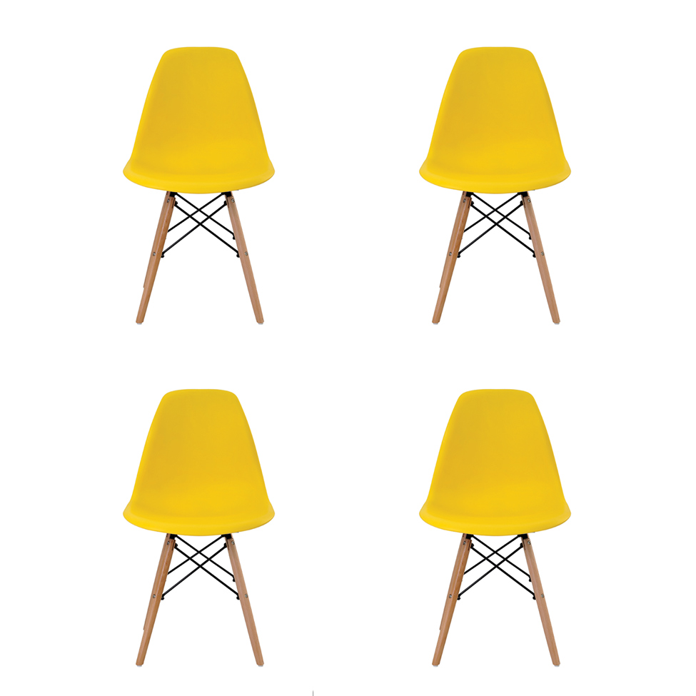 Conjunto de 4 Cadeiras Eiffel Amarela
