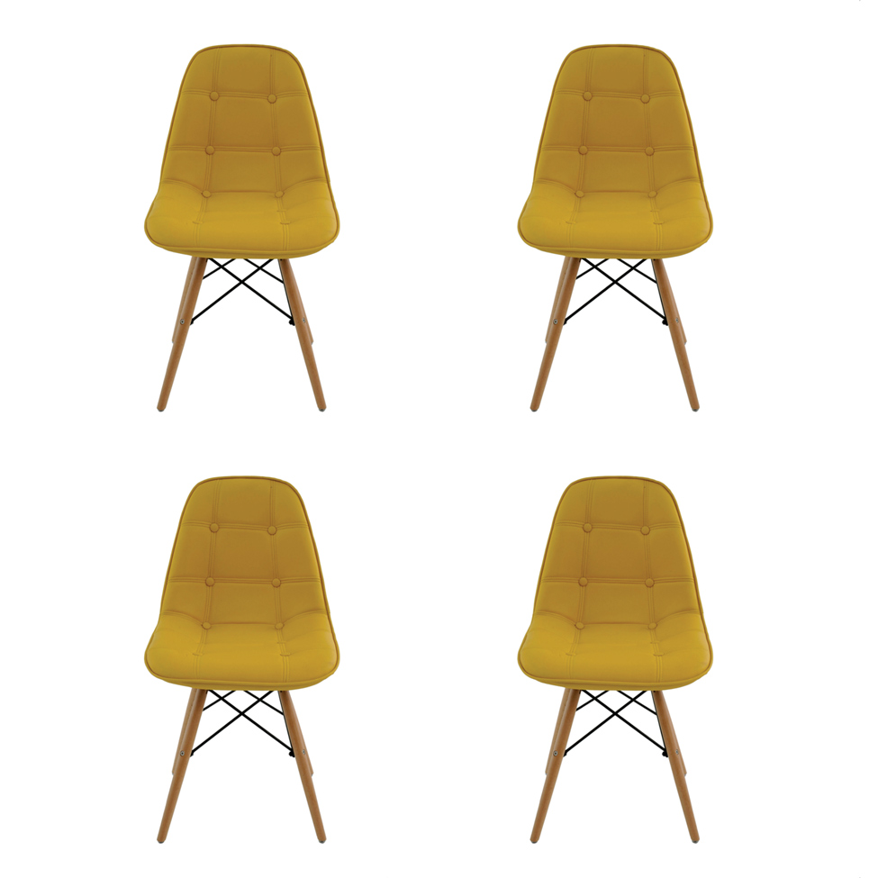 Conjunto de 4 Cadeiras Eiffel Estofada Amarela