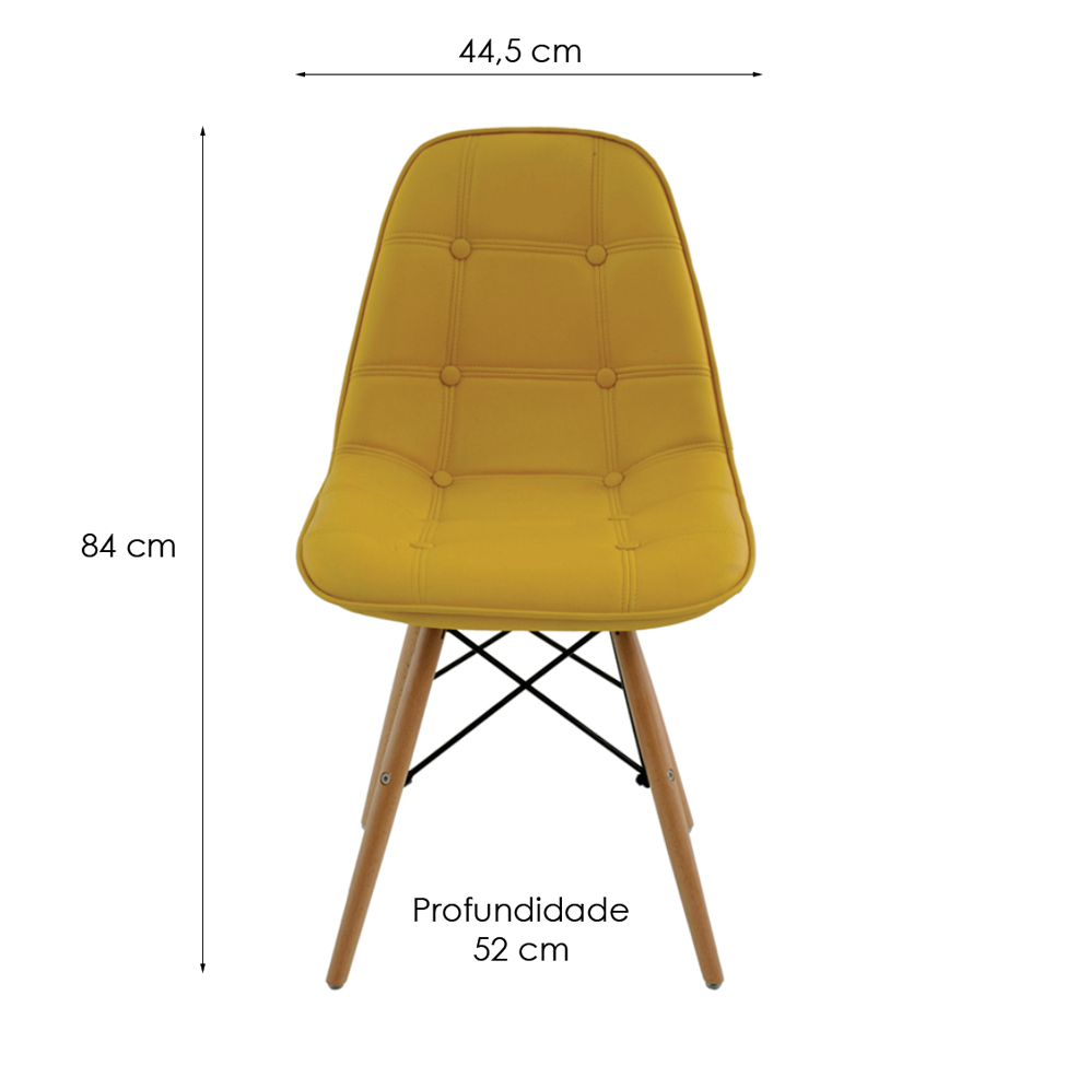 Conjunto de 4 Cadeiras Eiffel Estofada Amarela