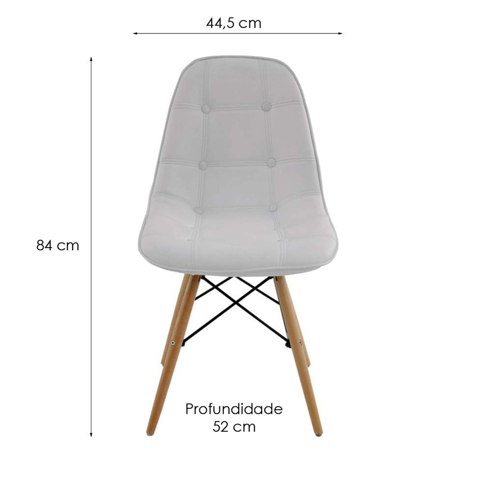 Conjunto de 4 Cadeiras Eiffel Estofada Branca