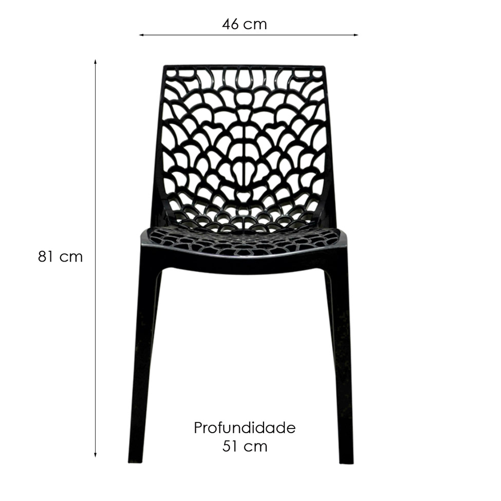 Conjunto de 4 Cadeiras Gruv Preta