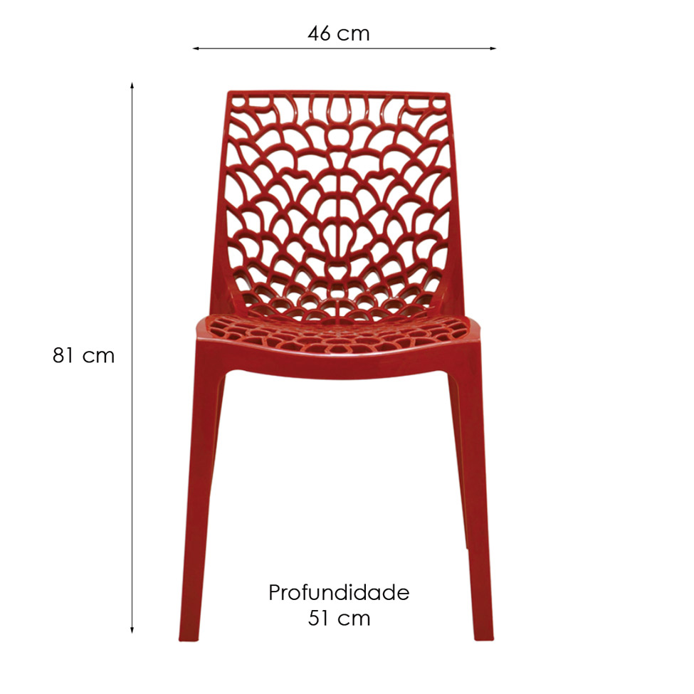 Conjunto de 4 Cadeiras Gruv Vermelha