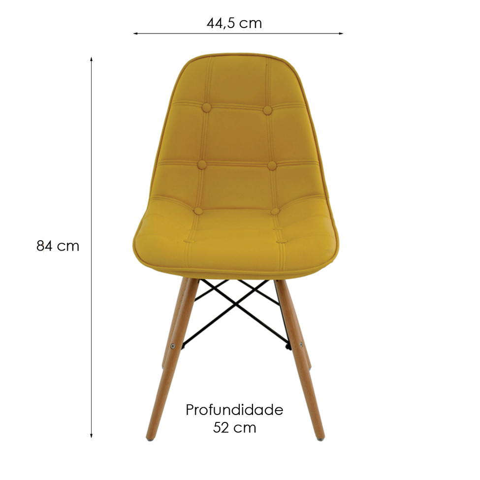 Conjunto de 6 Cadeiras Eiffel Estofada Amarela
