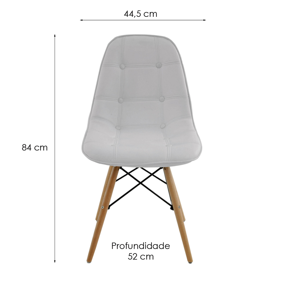 Conjunto de 6 Cadeiras Eiffel Estofada Branca