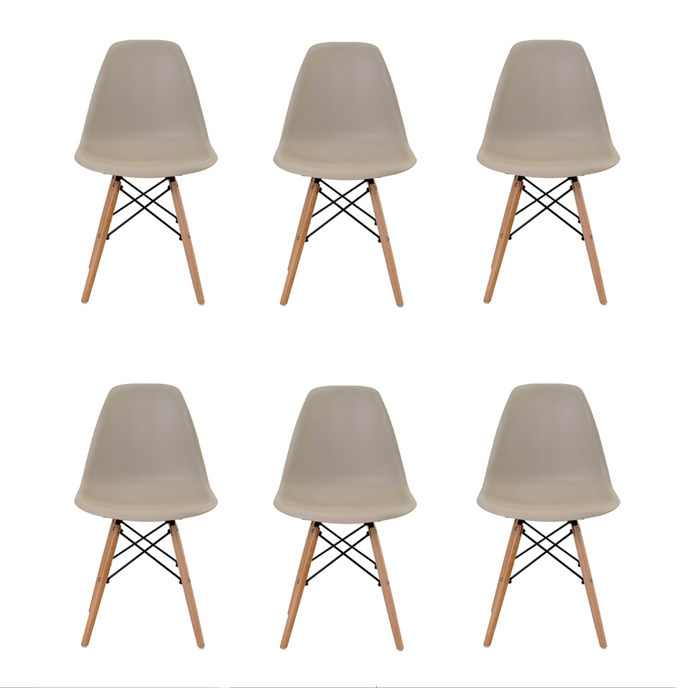 Conjunto de 6 Cadeiras Eiffel Nude
