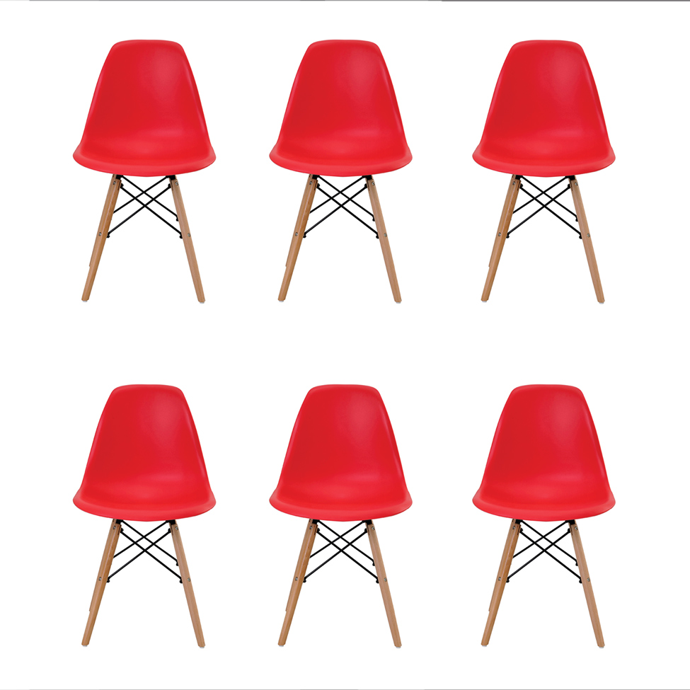 Conjunto de 6 Cadeiras Eiffel Vermelha