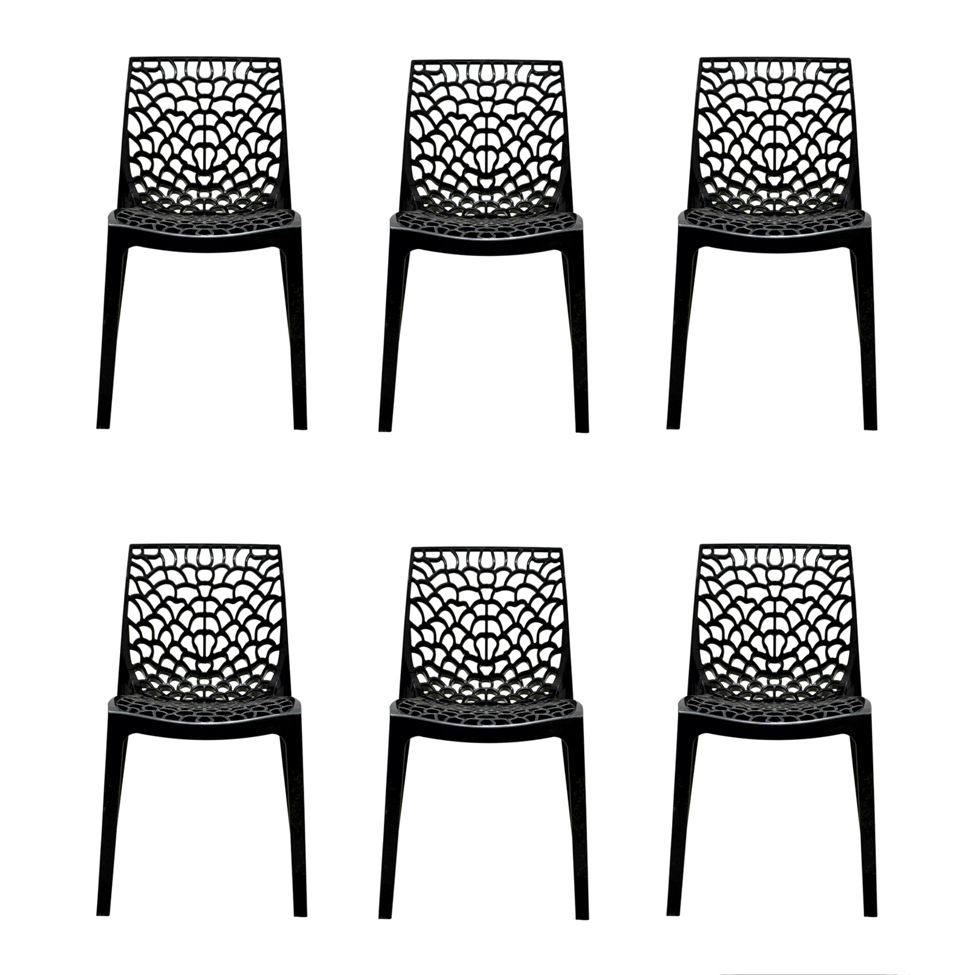 Conjunto de 6 Cadeiras Gruv Preta