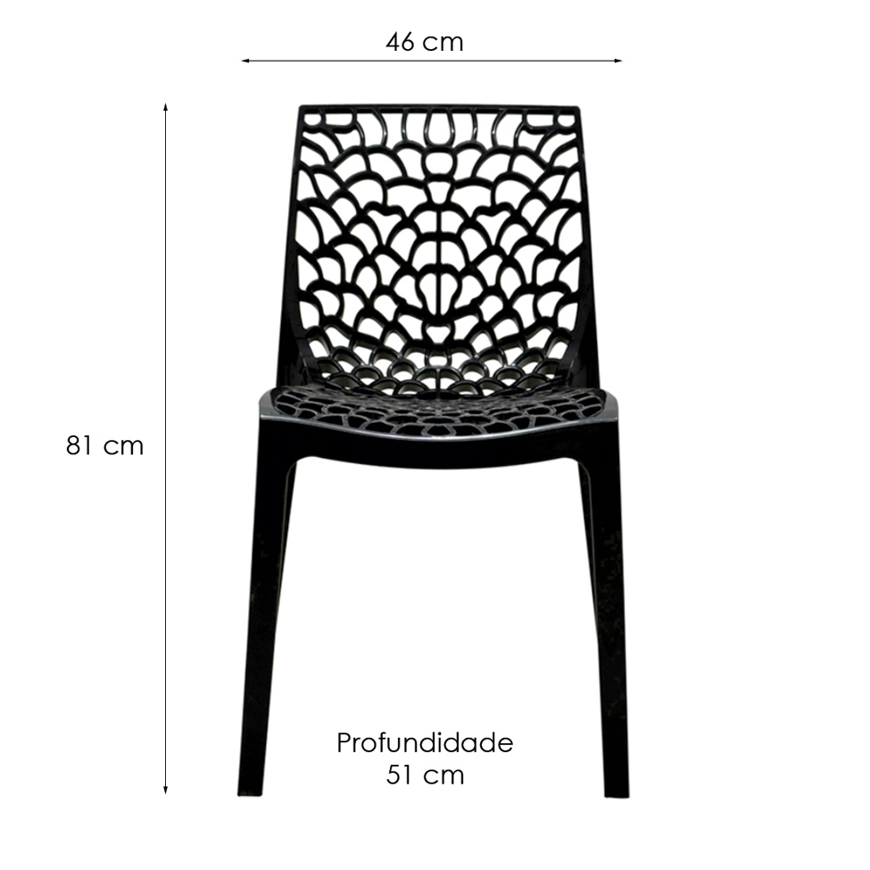 Conjunto de 6 Cadeiras Gruv Preta