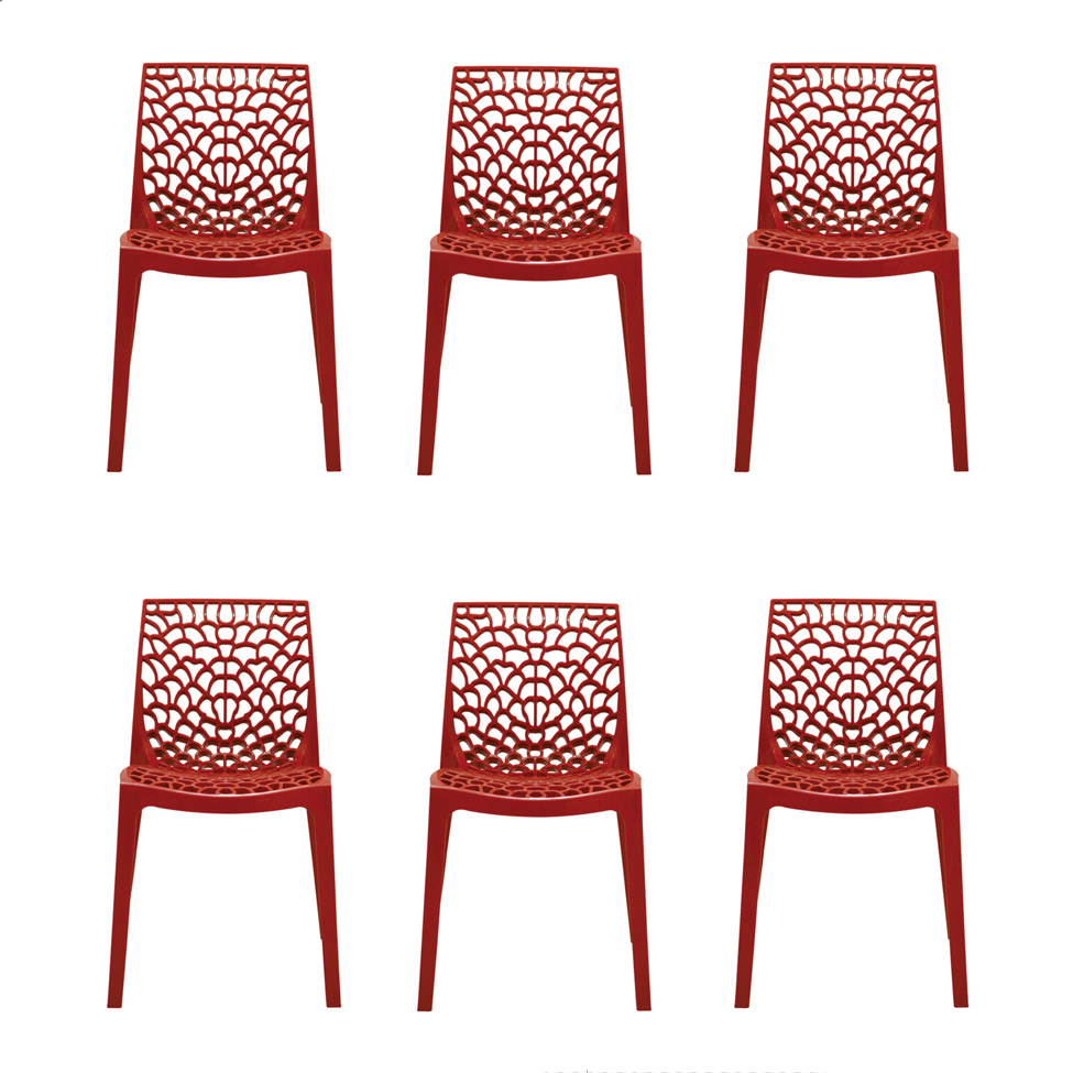 Conjunto de 6 Cadeiras Gruv Vermelha