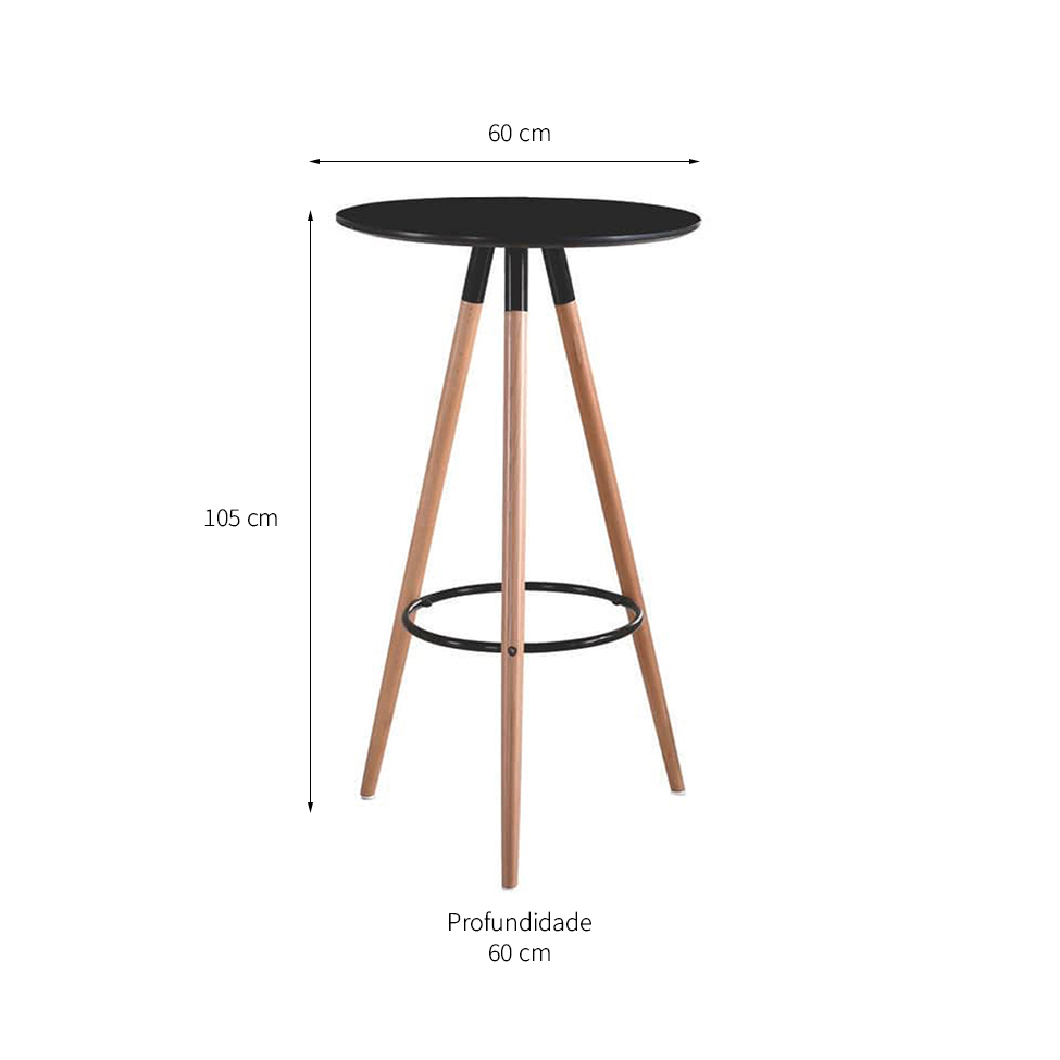 Mesa Bistrô Redonda Alecrim Preta