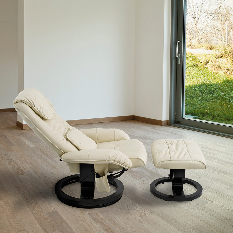 Poltrona de Massagem com Puff Louisiana Creme
