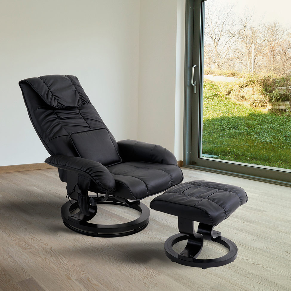 Poltrona de Massagem com Puff Louisiana Preto