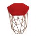 Banqueta Decorativa Hexagonal Aramado Bronze Acento em Suede