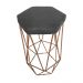 Banqueta Decorativa Hexagonal Aramado Bronze Acento em Suede