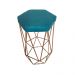Banqueta Decorativa Hexagonal Aramado Bronze Acento em Suede