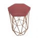 Banqueta Decorativa Hexagonal Aramado Bronze Acento em Suede