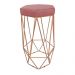 Banqueta Decorativa Hexagonal Aramado Bronze Acento em Suede