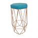 Banqueta Decorativa Hexagonal Aramado Bronze Suede Azul Tifany Rocha Móveis