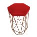 Banqueta Decorativa Hexagonal Aramado Bronze Suede Vermelho Rocha Móveis
