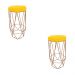 Conjunto 2 Banquetas Decorativa Hexagonal Aramado Bronze Suede Amarelo Rocha Móveis