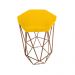 Conjunto 2 Banquetas Decorativa Hexagonal Aramado Bronze Suede Amarelo Rocha Móveis