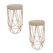 Conjunto 2 Banquetas Decorativa Hexagonal Aramado Bronze Suede Bege Rocha Móveis
