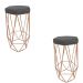 Conjunto 2 Banquetas Decorativa Hexagonal Aramado Bronze Suede Cinza Rocha Móveis