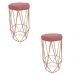 Conjunto 2 Banquetas Decorativa Hexagonal Aramado Bronze Suede Rosê Rocha Móveis