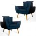 Conjunto 2 Poltronas Decorativa Opala Suede Azul Marinho Rocha Móveis
