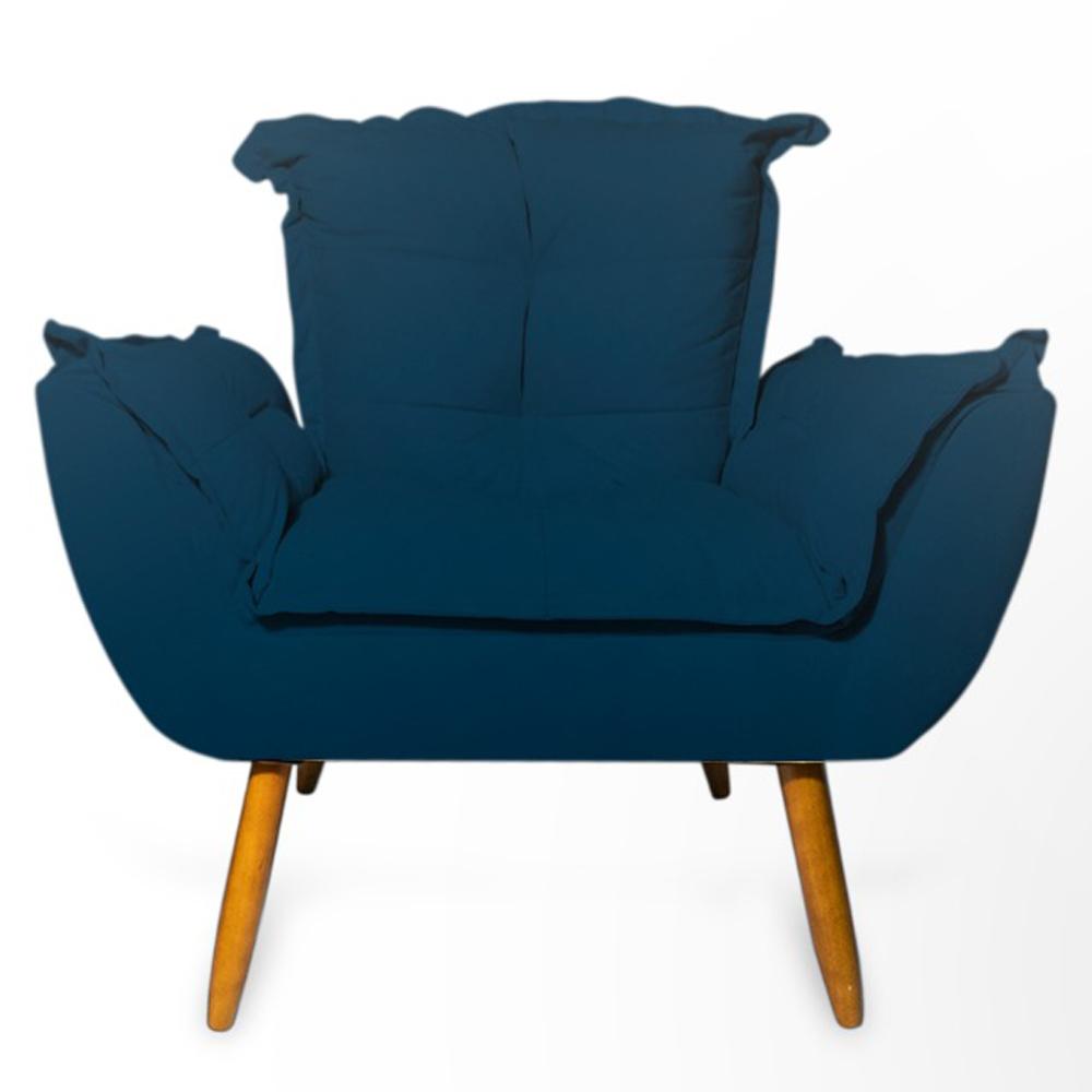 Conjunto 2 Poltronas Decorativa Opala Suede Azul Marinho Rocha Móveis