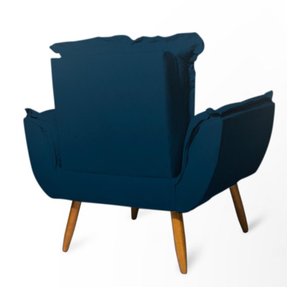 Conjunto 2 Poltronas Decorativa Opala Suede Azul Marinho Rocha Móveis