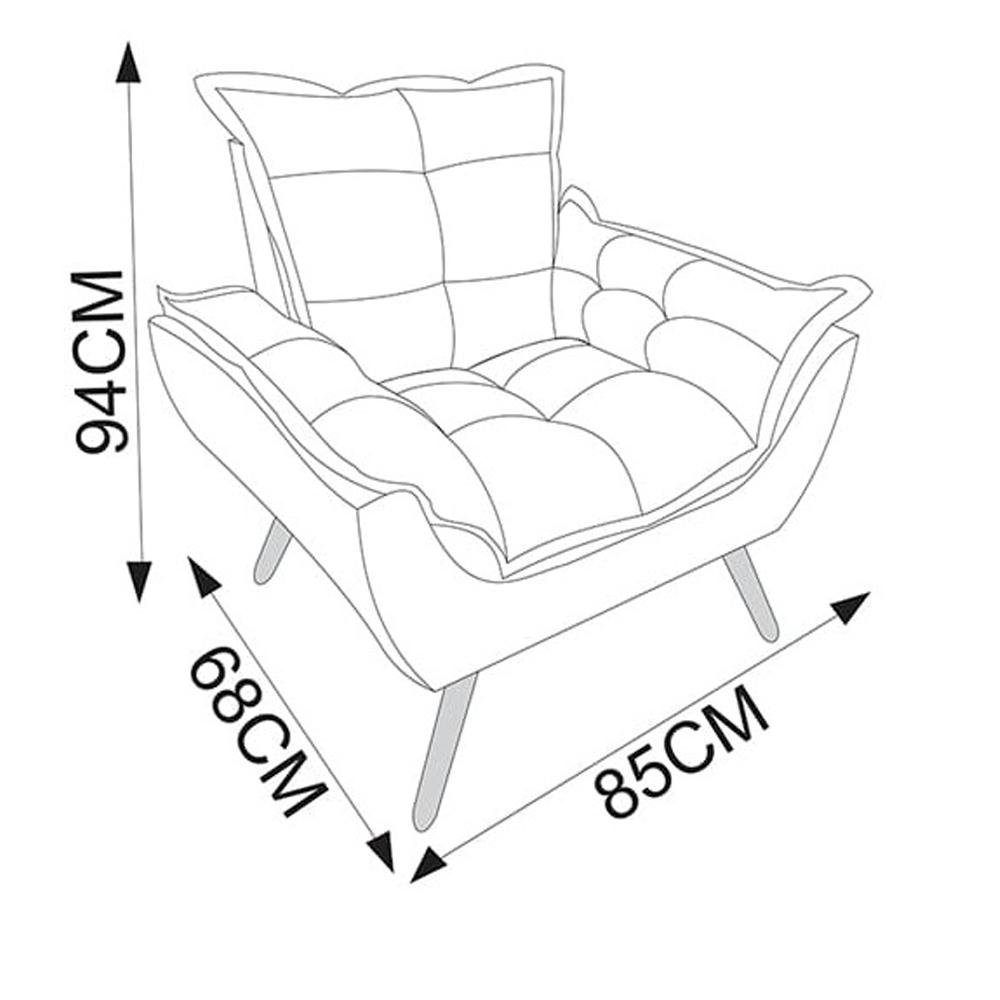 Conjunto 2 Poltronas Decorativa Opala Suede Azul Marinho Rocha Móveis