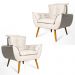 Conjunto 2 Poltronas Decorativa Opala Suede Bege Rocha Móveis