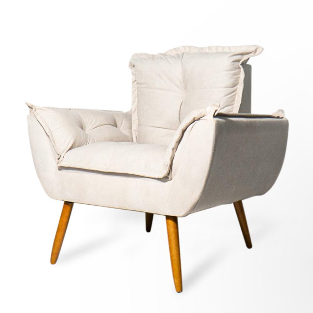 Conjunto 2 Poltronas Decorativa Opala Suede Bege Rocha Móveis