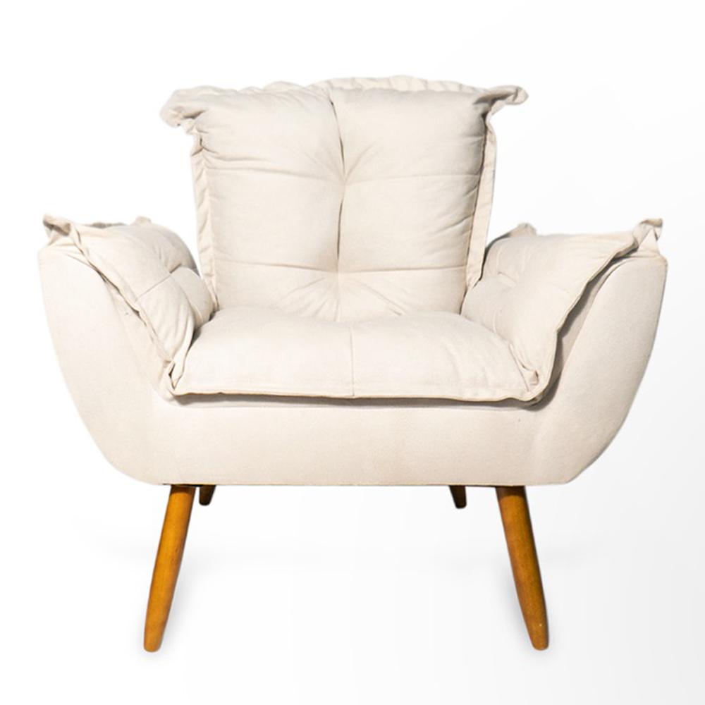 Conjunto 2 Poltronas Decorativa Opala Suede Bege Rocha Móveis