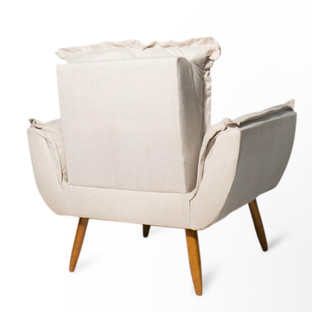 Conjunto 2 Poltronas Decorativa Opala Suede Bege Rocha Móveis