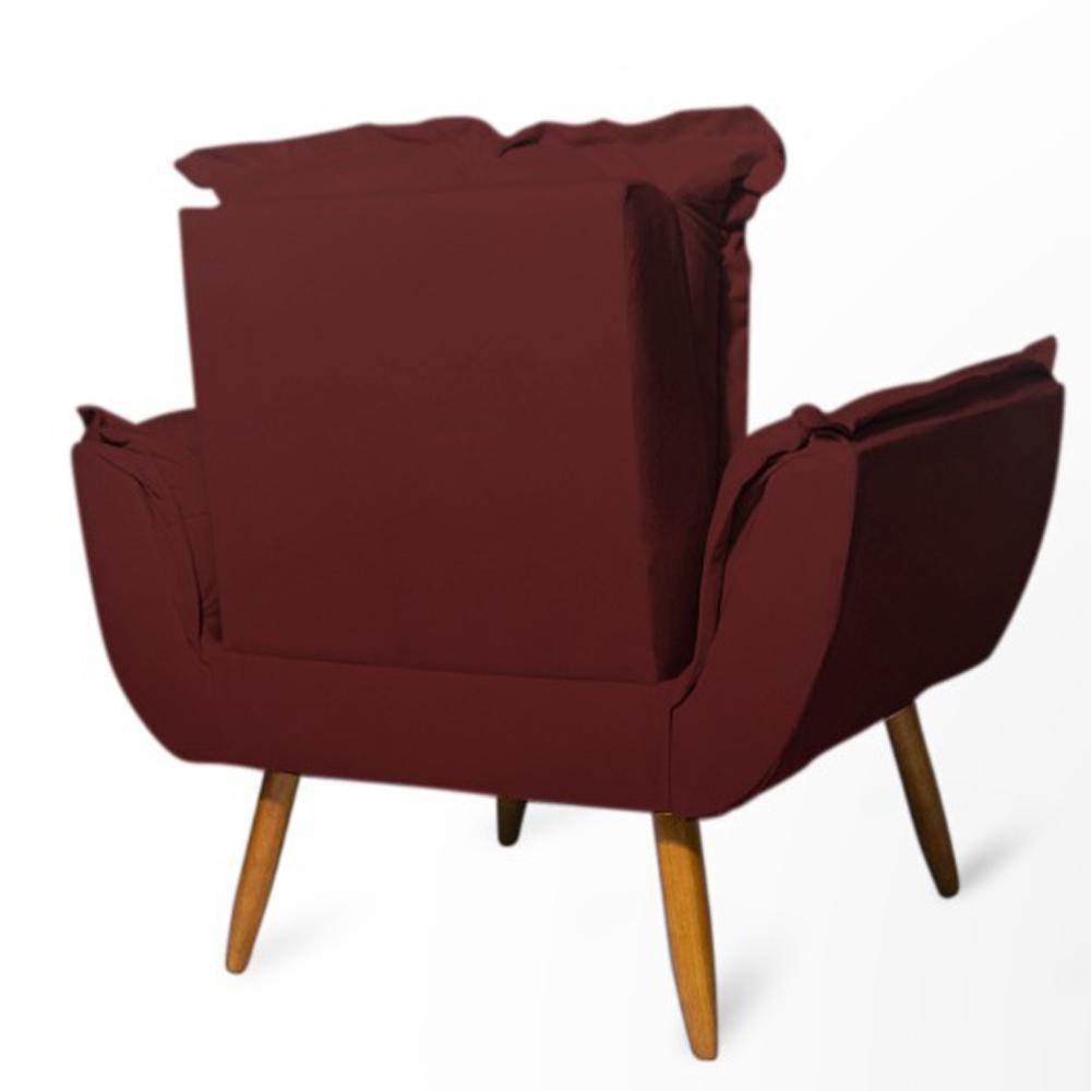 Conjunto 2 Poltronas Decorativa Opala Suede Bordô Rocha Móveis