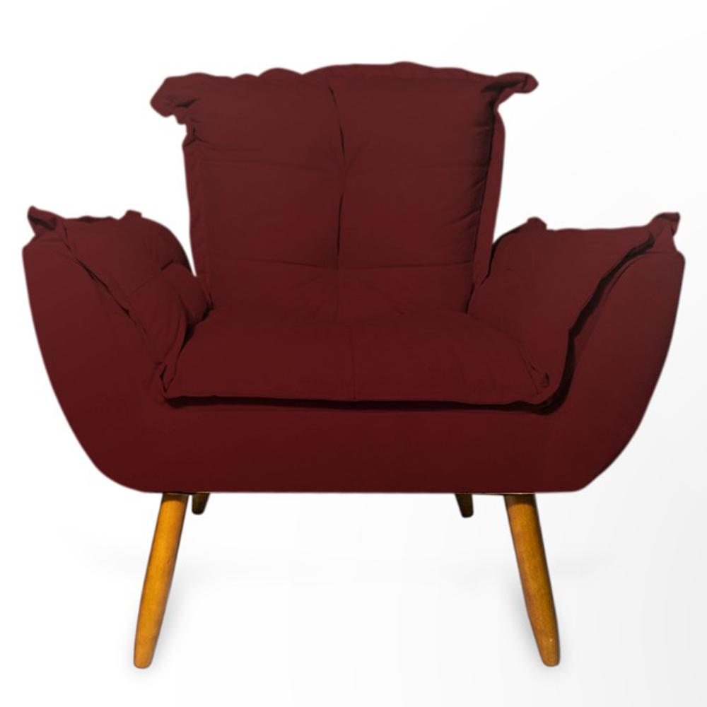 Conjunto 2 Poltronas Decorativa Opala Suede Bordô Rocha Móveis