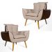 Conjunto 2 Poltronas Decorativa Opala Suede Cappuccino Rocha Móveis