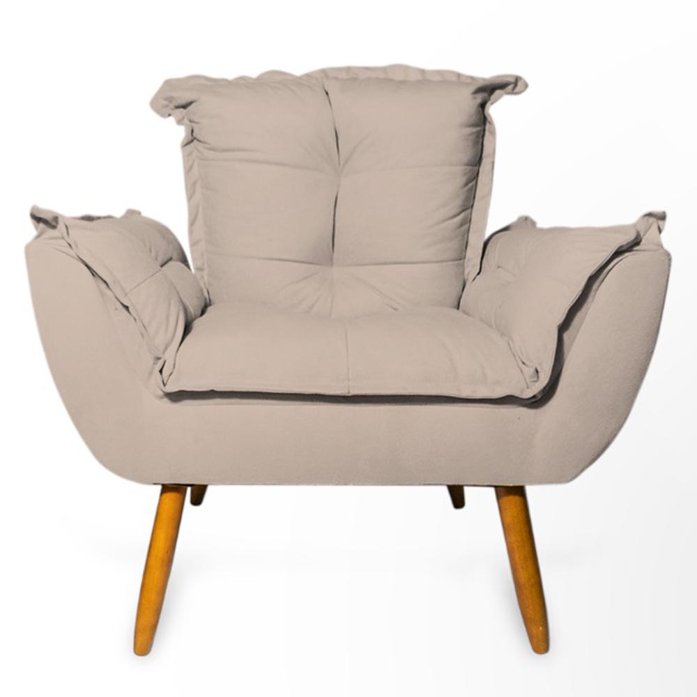 Conjunto 2 Poltronas Decorativa Opala Suede Cappuccino Rocha Móveis