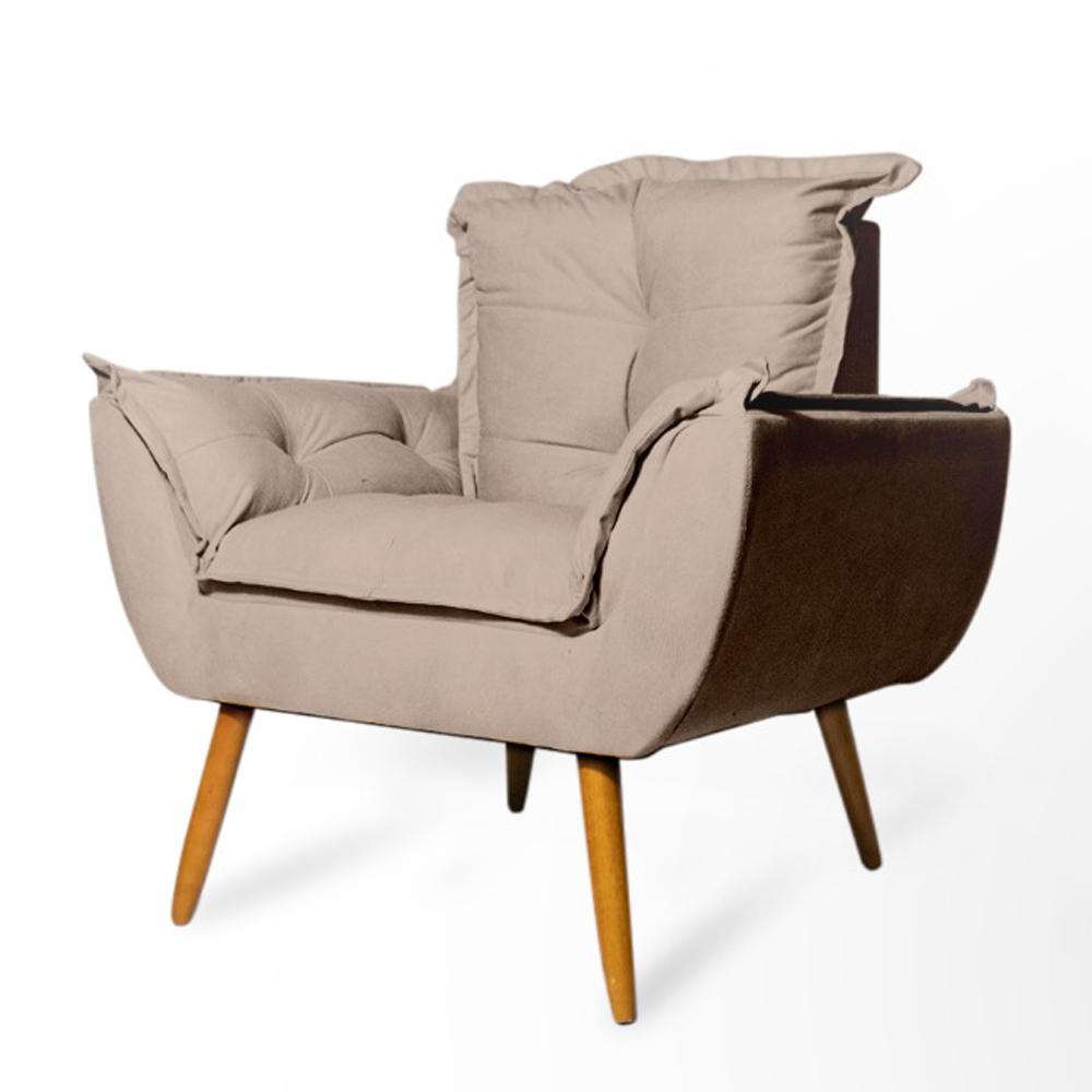 Conjunto 2 Poltronas Decorativa Opala Suede Cappuccino Rocha Móveis