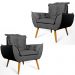 Conjunto 2 Poltronas Decorativa Opala Suede Cinza Rocha Móveis