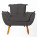 Conjunto 2 Poltronas Decorativa Opala Suede Cinza Rocha Móveis