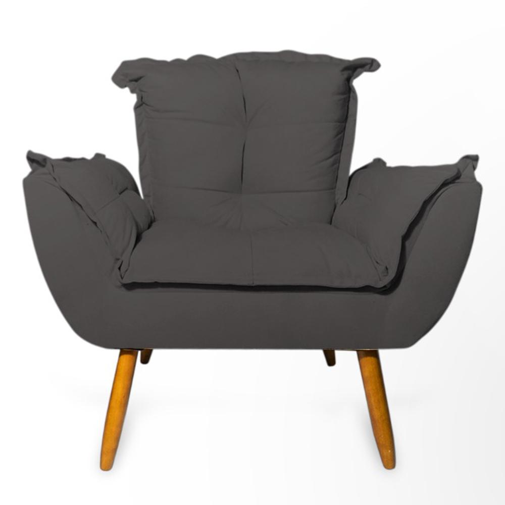 Conjunto 2 Poltronas Decorativa Opala Suede Cinza Rocha Móveis