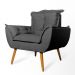 Conjunto 2 Poltronas Decorativa Opala Suede Cinza Rocha Móveis