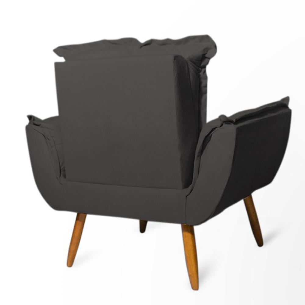 Conjunto 2 Poltronas Decorativa Opala Suede Cinza Rocha Móveis