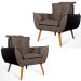 Conjunto 2 Poltronas Decorativa Opala Suede Marrom Rocha Móveis