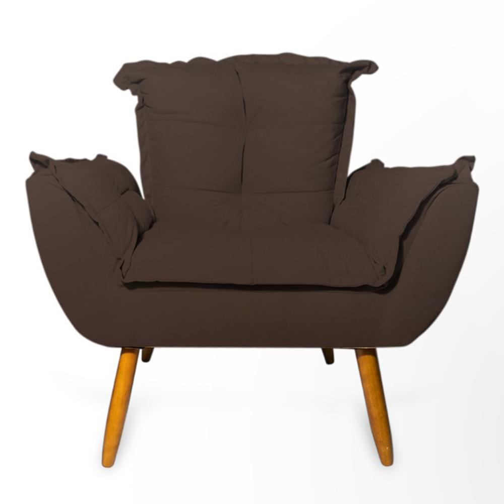 Conjunto 2 Poltronas Decorativa Opala Suede Marrom Rocha Móveis